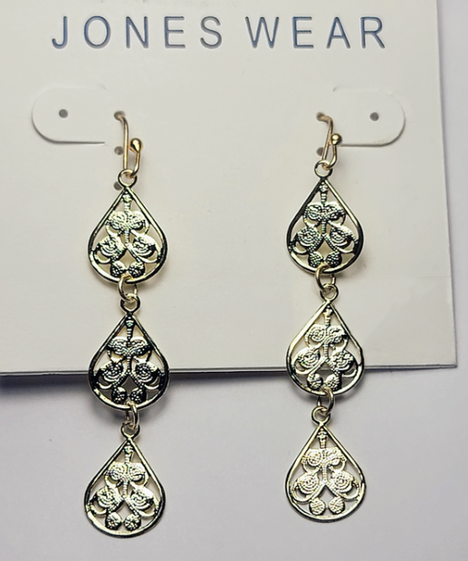 Gold Tone Textured Teardrop Earrings (6cm) – Vintage Boho Jewelry