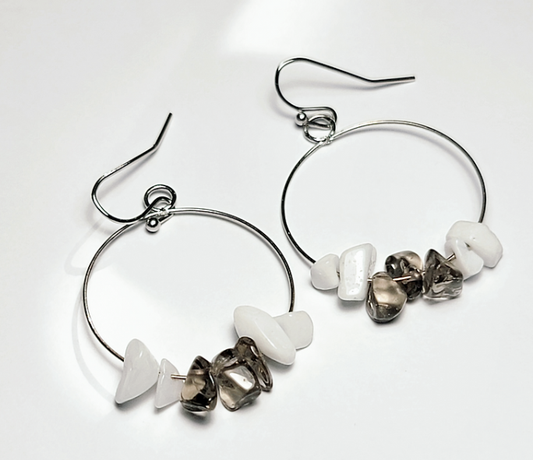 Teardrop Bead Hoop Earrings