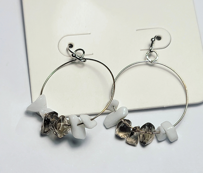 Teardrop Bead Hoop Earrings