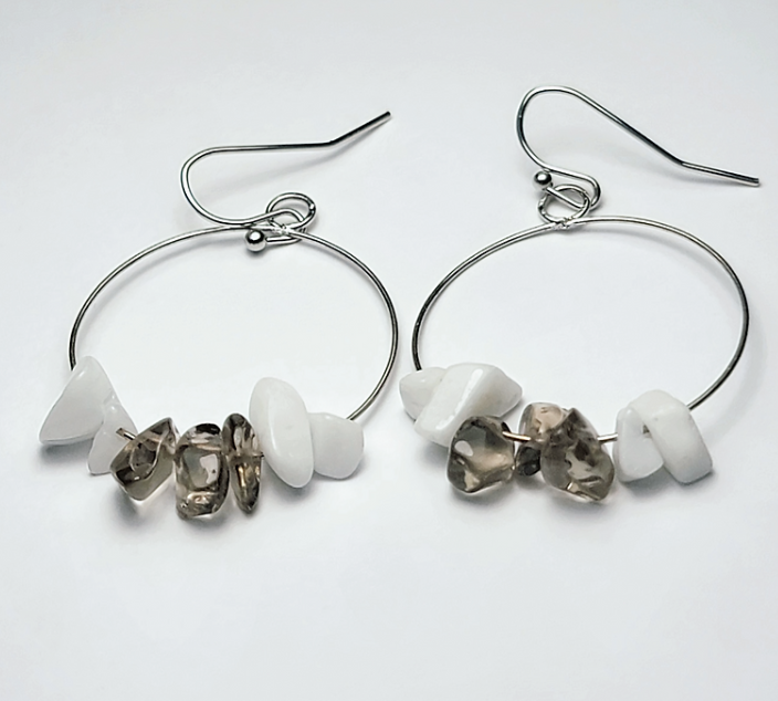 Teardrop Bead Hoop Earrings