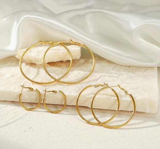 Stainless Steel Hoop Earrings 1.5 mm