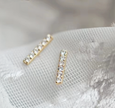 Minimalist Gold Stainless Steel CZ Line Bar Stud Earrings