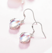 Iridescent Moonstone Drop Earrings – Silver Tone