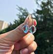 Iridescent Moonstone Drop Earrings – Silver Tone