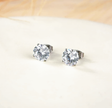 Classic 7mm Stainless Steel Clear Cubic Zirconia Stud Earrings