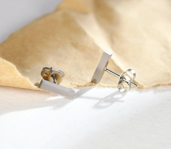 5mm Minimalist Line Studs – Premium Stainless Steel Bar Earrings