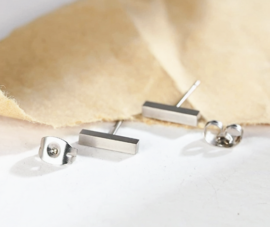 5mm Minimalist Line Studs – Premium Stainless Steel Bar Earrings