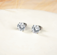 Classic 8mm Stainless Steel Clear Cubic Zirconia Stud Earrings
