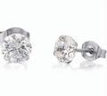 Classic 8mm Stainless Steel Clear Cubic Zirconia Stud Earrings