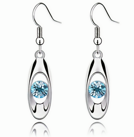 Fashion Crystal Drop Oval Dangle Earrings