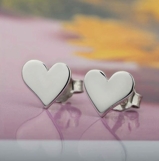 Stainless Steel Heart Stud Earrings – 7mm Silver Tone Studs