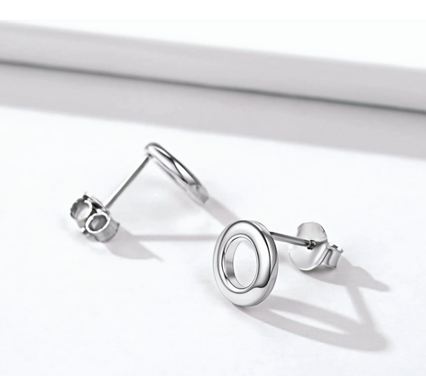 Hollow Circle Stud Earrings (5mm) – Hypoallergenic Silver Tone Jewelry