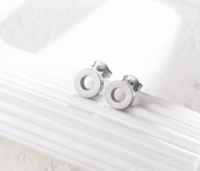 Open Circle Stud Earrings.