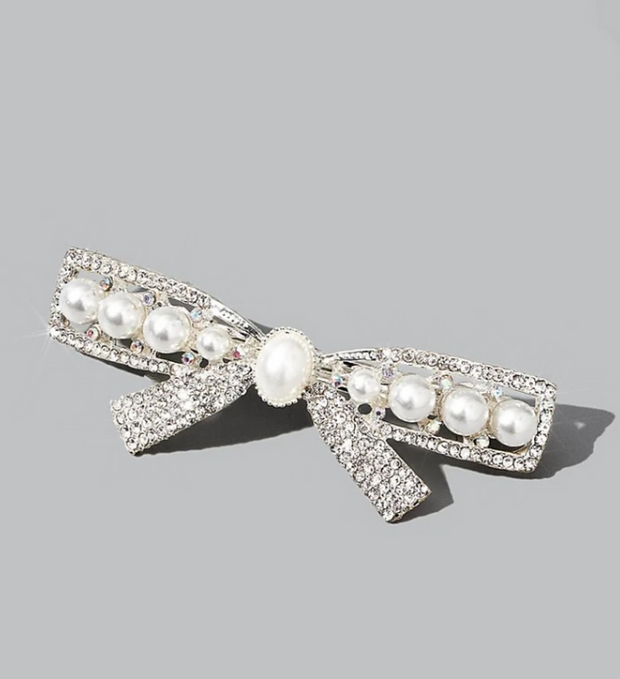 Silver patent hair clip