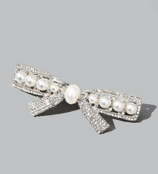 Silver patent hair clip