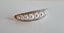 Curved Silver Pearl Barrette – Elegant Crystal Hair Accessory