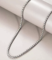 24 Inch Minimalist Square Link Box Chain – 2mm Silver Steel Jewelry