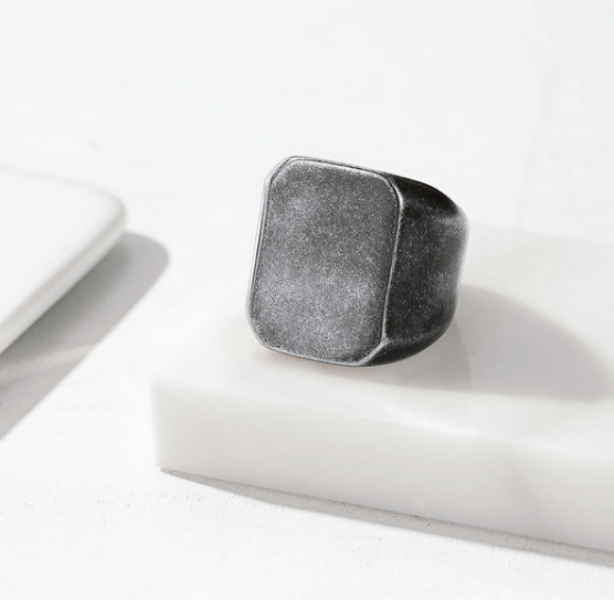 Stainless Steel Square Signet Biker Rings