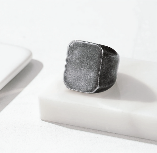 Stainless Steel Square Signet Biker Rings