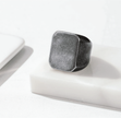 Vintage Finish Stainless Steel Signet Ring – Square Biker Band (18x17mm)