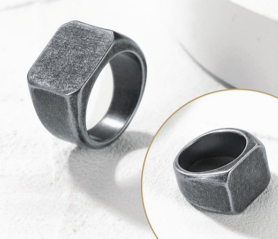 Stainless Steel Square Signet Biker Rings