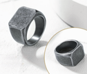 Vintage Finish Stainless Steel Signet Ring – Square Biker Band (18x17mm)