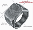Vintage Finish Stainless Steel Signet Ring – Square Biker Band (18x17mm)
