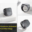 Vintage Finish Stainless Steel Signet Ring – Square Biker Band (18x17mm)