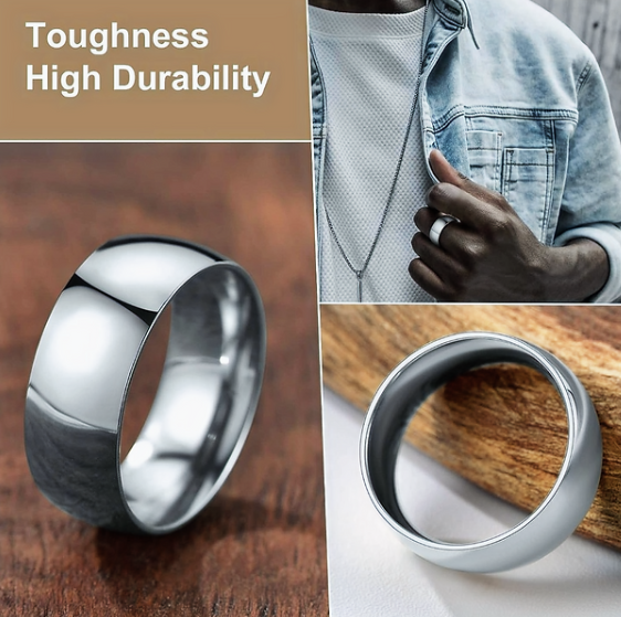 Everyday Luxury 8mm Silver Steel Ring – Durable 0.31" Unisex Band