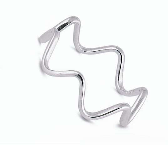 Curved Silver Wave Ring – 2mm Durable Stainless Steel Band