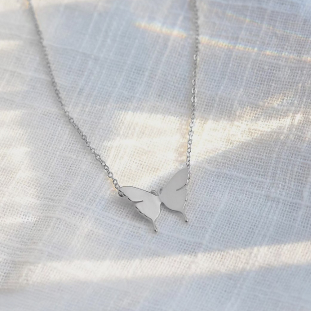 Sterling Silver Quiet Butterfly Necklace – Dainty Jewelry 16-18"