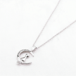17 Inch Sterling Silver Cat Moon Necklace – Celestial 925 Jewelry