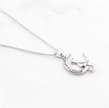 17 Inch Sterling Silver Cat Moon Necklace – Celestial 925 Jewelry