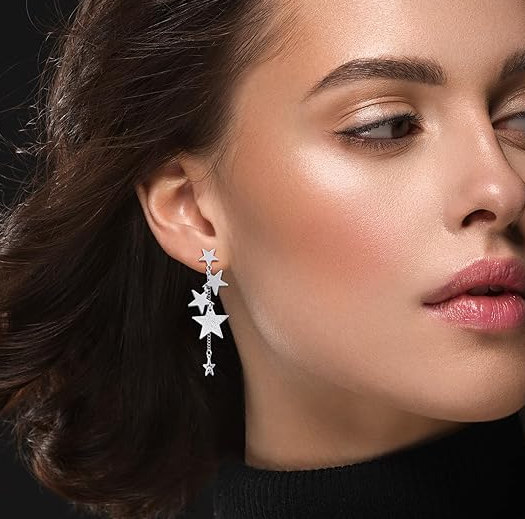 Sparkly Star Drop Earrings