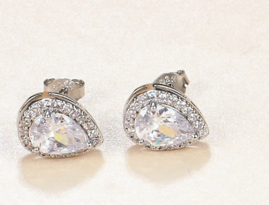 Cubic Zirconia Pear-Shaped Stud Earrings
