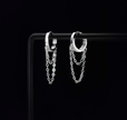 Elegant Chain Dangle Hoop Earrings – 925 Sterling Silver Jewelry