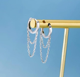 Elegant Chain Dangle Hoop Earrings – 925 Sterling Silver Jewelry