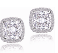 Brilliant Cushion Cut Stud Earrings – 925 Sterling Silver Jewelry