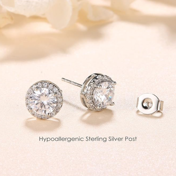 Brilliant Stud Earrings – 925 Sterling Silver Hypoallergenic