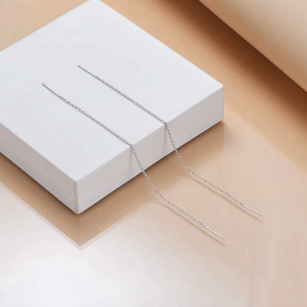 Elegant Chain Threader Earrings – 925 Sterling Silver 12cm