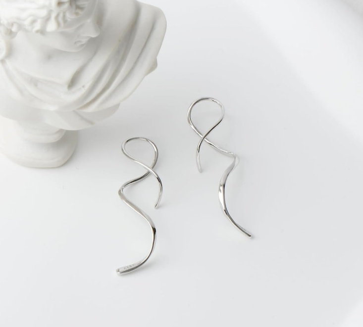 Sterling Silver Spiral Threader Earrings.