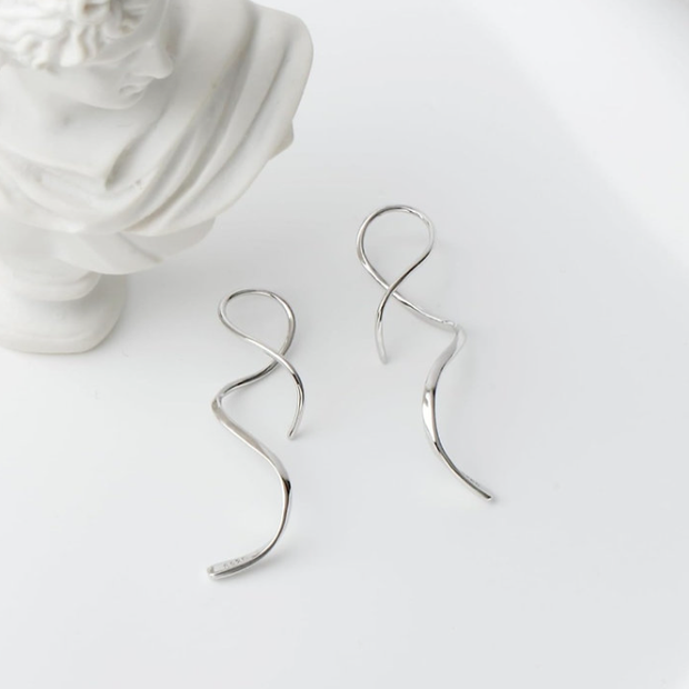 Spiral Threader Earrings – 925 Sterling Silver Minimalist Jewelry