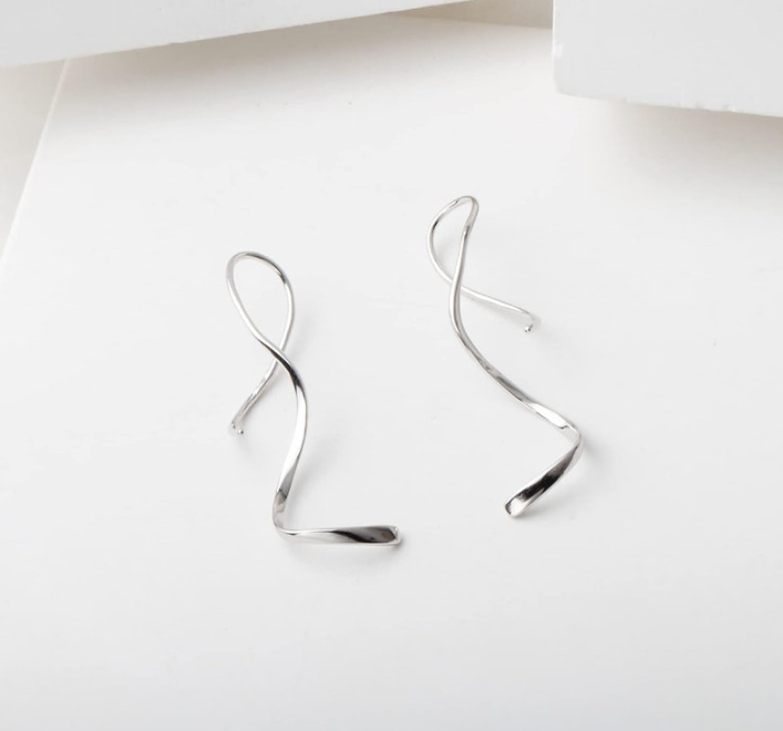 Sterling Silver Spiral Threader Earrings.