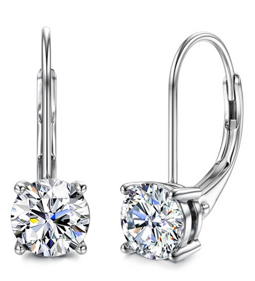 Classic Solitaire Leverback Earrings – 925 Sterling Silver 15mm