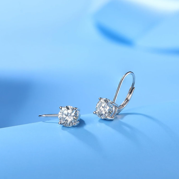 Classic Solitaire Leverback Earrings – 925 Sterling Silver 15mm