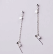 Star Tassel Chain Drop Earrings – 925 Sterling Silver Double Piercing