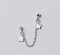 Star Tassel Chain Drop Earrings – 925 Sterling Silver Double Piercing