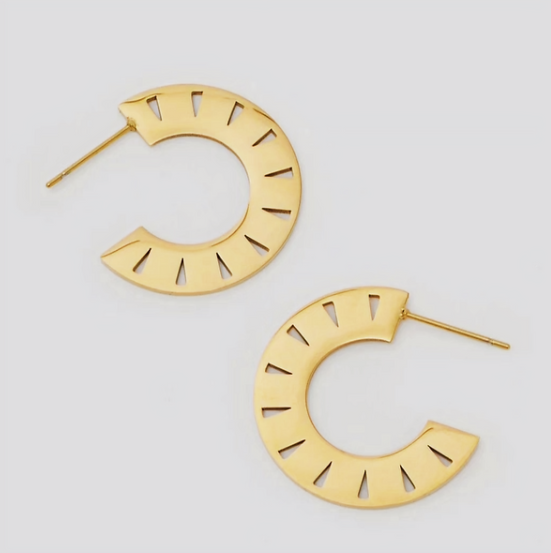 18K Gold Plated Greek Key Hoops – Classic 925 Sterling Silver Earrings