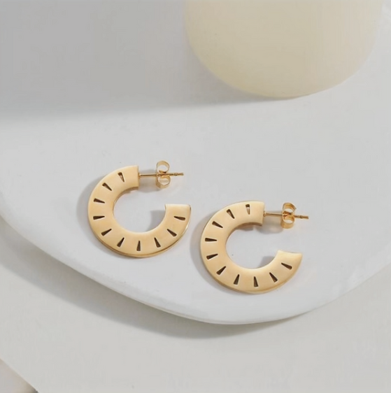 18K Gold Plated Greek Key Hoops – Classic 925 Sterling Silver Earrings