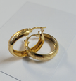 Greek Fretwork Gold Hoop Earrings – 25mm 925 Sterling Silver